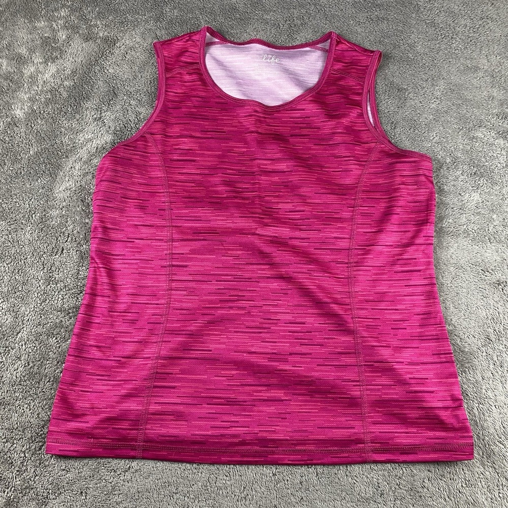 Made for Life Quick-Dri Scoop Neck Tank Athletic Petite Medium Pink